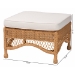 bali & pari Brooklyn Bohemian Light Honey Braided Rattan Ottoman Stool - BSOBroklyn-Light Honey Rattan-Stool
