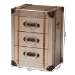 Baxton Studio Naylor Vintage Matte Bronze 3-Drawer Cabinet - BSOJY24A008-Wooden-Cabinet