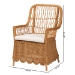 bali & pari Teresa Bohemian Light Honey Scalloped Rattan Arm Chair - BSOTeresa-Light Honey Rattan Cushioned-AC