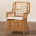 bali & pari Teresa Bohemian Light Honey Scalloped Rattan Arm Chair - BSOTeresa-Light Honey Rattan Cushioned-AC