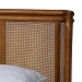 Baxton Studio Harrell Mid-Century Modern Grey Velvet and Woven Rattan Wood Queen Size Bed - BSOBBT61161-Light Grey/Walnut-Queen