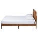 Baxton Studio Fleur Mid-Century Woven Rattan Wood Queen Size Bed - BSOBBT61173-Walnut Wood-Queen-Bed