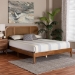 Baxton Studio Fleur Mid-Century Woven Rattan Wood Queen Size Bed - BSOBBT61173-Walnut Wood-Queen-Bed