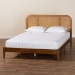 Baxton Studio Fleur Mid-Century Woven Rattan Wood Queen Size Bed - BSOBBT61173-Walnut Wood-Queen-Bed