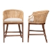 bali & pari Lumajang Bohemian Light Honey Rattan and Wood 2-Piece Counter Stool Set - BSOLumajang-Light Honey/Light Brown Rattan-CS