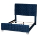 Baxton Studio Emlyn Glam and Luxe Navy Blue Velvet Fabric Queen Size Panel Bed - BSOEmlyn-Navy Blue-Queen