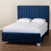 Baxton Studio Emlyn Glam and Luxe Navy Blue Velvet Fabric Queen Size Panel Bed - BSOEmlyn-Navy Blue-Queen