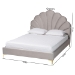 Baxton Studio Acosta Glam and Luxe Light Grey Velvet Seashell-Headboard Queen Size Platform Bed - BSOCF9434-Light Grey-Queen