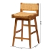 bali & pari Asgart Bohemian Natural Rattan and Mahogany Wood Bar Stool - BSOAsgart-SVN089-Mahogany/Rattan-BS