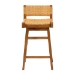 bali & pari Asgart Bohemian Natural Rattan and Mahogany Wood Bar Stool - BSOAsgart-SVN089-Mahogany/Rattan-BS