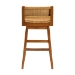 bali & pari Asgart Bohemian Natural Rattan and Mahogany Wood Bar Stool - BSOAsgart-SVN089-Mahogany/Rattan-BS