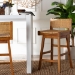 bali & pari Asgart Bohemian Natural Rattan and Mahogany Wood Bar Stool - BSOAsgart-SVN089-Mahogany/Rattan-BS