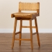 bali & pari Asgart Bohemian Natural Rattan and Mahogany Wood Bar Stool - BSOAsgart-SVN089-Mahogany/Rattan-BS