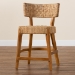 bali & pari Sabit Bohemian Seagrass and Mahogany Wood Counter Stool - BSOSabit-SVN087-Mahogany/Seagrass-CS
