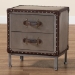 Baxton Studio Jacey Vintage Silver Metal 2-Drawer End Table - BSOJY24A032-Wooden-Cabinet