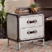 Baxton Studio Jacey Vintage Silver Metal 2-Drawer End Table - BSOJY24A032-Wooden-Cabinet