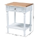 Baxton Studio Legrand Classic French Two-Tone White and Natural Brown 1-Drawer End Table - BSOJY23B395-Wooden White/Light Brown-ET
