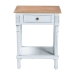 Baxton Studio Legrand Classic French Two-Tone White and Natural Brown 1-Drawer End Table - BSOJY23B395-Wooden White/Light Brown-ET