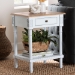 Baxton Studio Legrand Classic French Two-Tone White and Natural Brown 1-Drawer End Table - BSOJY23B395-Wooden White/Light Brown-ET