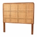 bali & pari Caspia Bohemian Natural Rattan and Mahogany Wood Queen Size Headboard