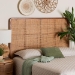 bali & pari Caspia Bohemian Natural Rattan and Mahogany Wood Queen Size Headboard - BSOCaspia-Teak-HB-Queen-KD