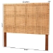 bali & pari Lesia Bohemian Natural Rattan and Mahogany Wood Queen Size Headboard - BSOLesia-Teak-HB-Queen-KD