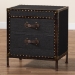 Baxton Studio Laura Vintage Black Canvas 2-Drawer End Table Trunk - BSOJY23B236-Laura Black Trunk-ET