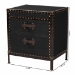 Baxton Studio Laura Vintage Black Canvas 2-Drawer End Table Trunk - BSOJY23B236-Laura Black Trunk-ET