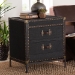 Baxton Studio Laura Vintage Black Canvas 2-Drawer End Table Trunk - BSOJY23B236-Laura Black Trunk-ET