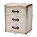 Baxton Studio Mallison Vintage White Canvas 3-Drawer End Table - BSOJY23B241-White-ET
