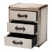 Baxton Studio Mallison Vintage White Canvas 3-Drawer End Table - BSOJY23B241-White-ET