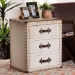 Baxton Studio Mallison Vintage White Canvas 3-Drawer End Table - BSOJY23B241-White-ET