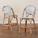 bali & pari Genica Classic French Two-Tone Navy and White Weaving and Natural Rattan 2-Piece Counter Stool Set - BSODC613-Rattan-Navy/White-CS No Arm