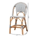 bali & pari Genica Classic French Two-Tone Navy and White Weaving and Natural Rattan 2-Piece Counter Stool Set - BSODC613-Rattan-Navy/White-CS No Arm