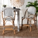 bali & pari Genica Classic French Two-Tone Black and White Weaving and Natural Rattan 2-Piece Counter Stool Set - BSODC613-Rattan-Black/White-CS No Arm