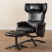 Baxton Studio Elwood Modern Black Faux Leather 2-Piece Lounge Chair and Footrest Set - BSOBT-70837-06-Black-Lounge Chair