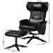 Baxton Studio Elwood Modern Black Faux Leather 2-Piece Lounge Chair and Footrest Set - BSOBT-70837-06-Black-Lounge Chair