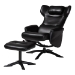 Baxton Studio Elwood Modern Black Faux Leather 2-Piece Lounge Chair and Footrest Set - BSOBT-70837-06-Black-Lounge Chair