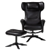 Baxton Studio Elwood Modern Black Faux Leather 2-Piece Lounge Chair and Footrest Set - BSOBT-70837-06-Black-Lounge Chair