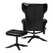 Baxton Studio Elwood Modern Black Faux Leather 2-Piece Lounge Chair and Footrest Set - BSOBT-70837-06-Black-Lounge Chair