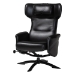 Baxton Studio Elwood Modern Black Faux Leather 2-Piece Lounge Chair and Footrest Set - BSOBT-70837-06-Black-Lounge Chair