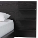 Baxton Studio Elina Modern Ebony Black Wood Queen Size Platform Bed with Built-In Shelves - BSOMG-0051-Ebony Black-Queen