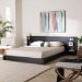 Baxton Studio Elina Modern Ebony Black Wood Queen Size Platform Bed with Built-In Shelves - BSOMG-0051-Ebony Black-Queen