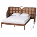 Baxton Studio Cascadia Mid-Century Modern Walnut Brown Wood King Size Wingback Platform Bed - BSOMG0225-Walnut-King