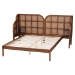 Baxton Studio Cascadia Mid-Century Modern Walnut Brown Wood King Size Wingback Platform Bed - BSOMG0225-Walnut-King
