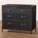 Baxton Studio Benton Vintage Black Canvas 4-Drawer Storage Cabinet - BSOJY23B238-Black-Cabinet