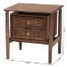Baxton Studio Alyssa Japandi Walnut Brown Wood 2-Drawer Nightstand Woven with Rattan - BSOSW8000-86NS-Walnut-Nightstand