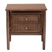 Baxton Studio Alyssa Japandi Walnut Brown Wood 2-Drawer Nightstand Woven with Rattan - BSOSW8000-86NS-Walnut-Nightstand