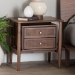 Baxton Studio Alyssa Japandi Walnut Brown Wood 2-Drawer Nightstand Woven with Rattan - BSOSW8000-86NS-Walnut-Nightstand