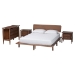 Baxton Studio Alyssa Japandi Walnut Brown Wood Queen Size 4-Piece Bedroom Set